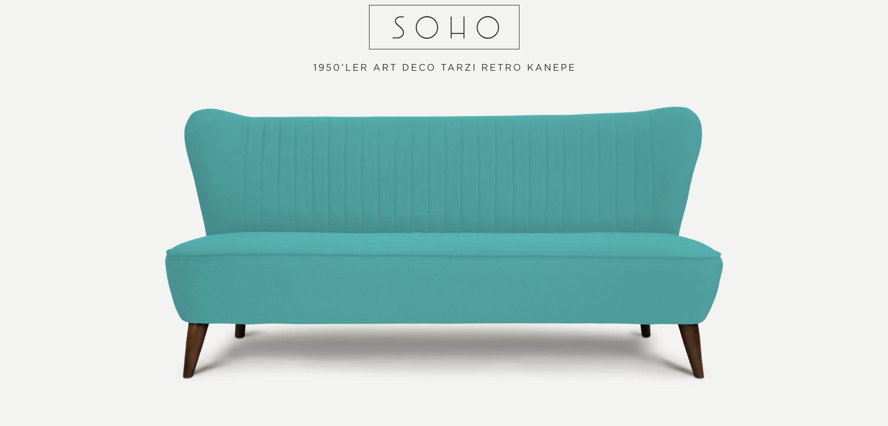 soho™ üçlü turkuaz retro kanepe resmi