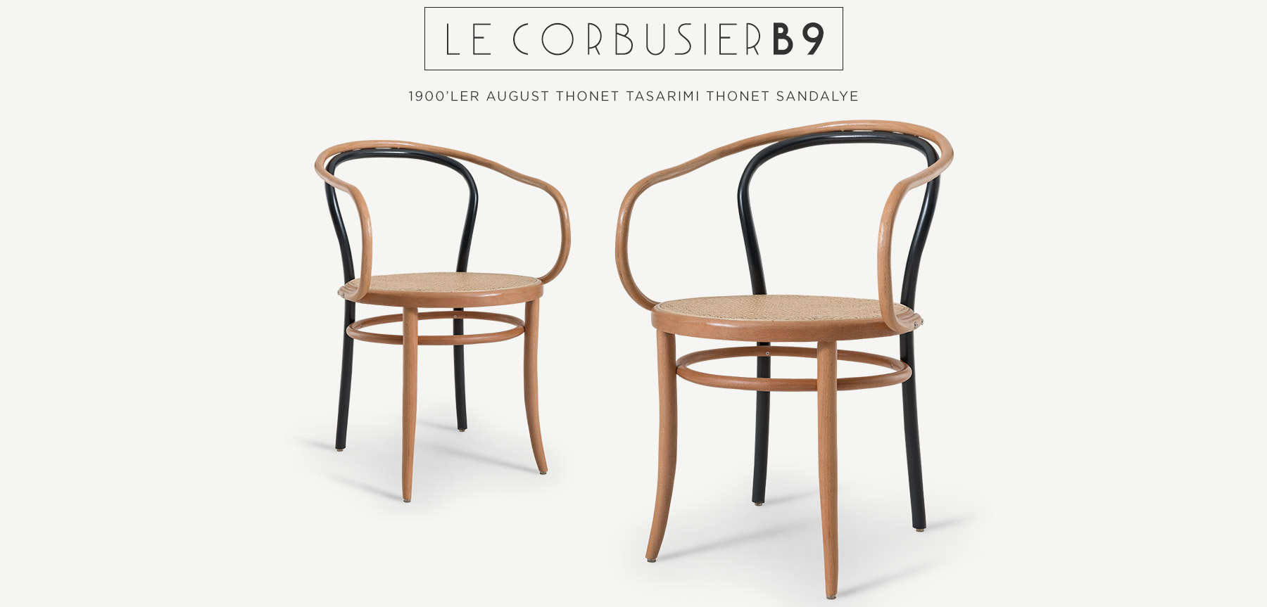 le corbusıer b9 ahşap thonet sandalye resmi