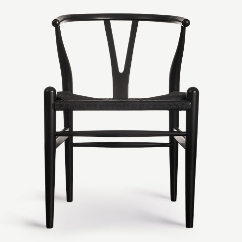 h. wegner siyah wıshbone danısh™ sandalye resmi