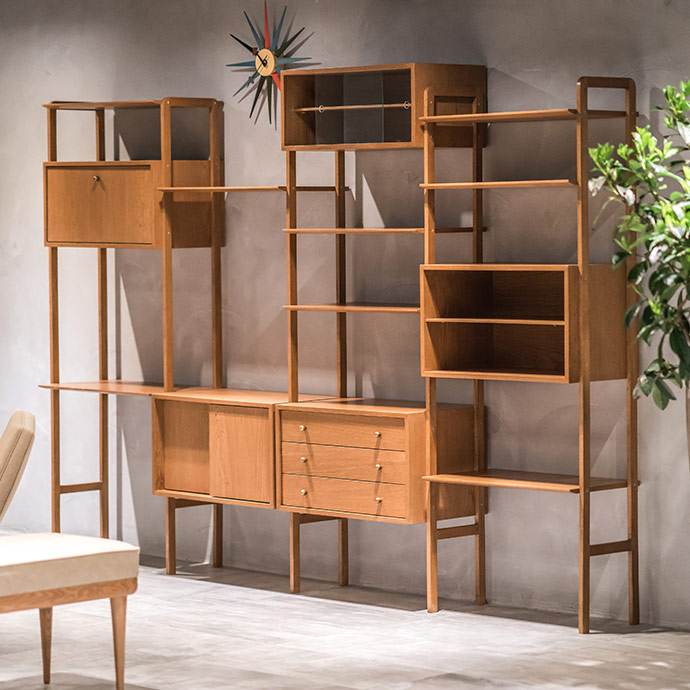 bloq midcentury kitaplık resmi