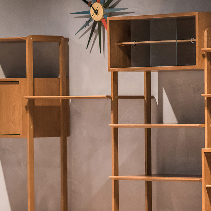 bloq midcentury kitaplık resmi