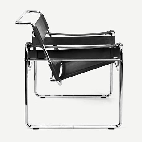 wassıly chaır bauhaus siyah deri koltuk resmi