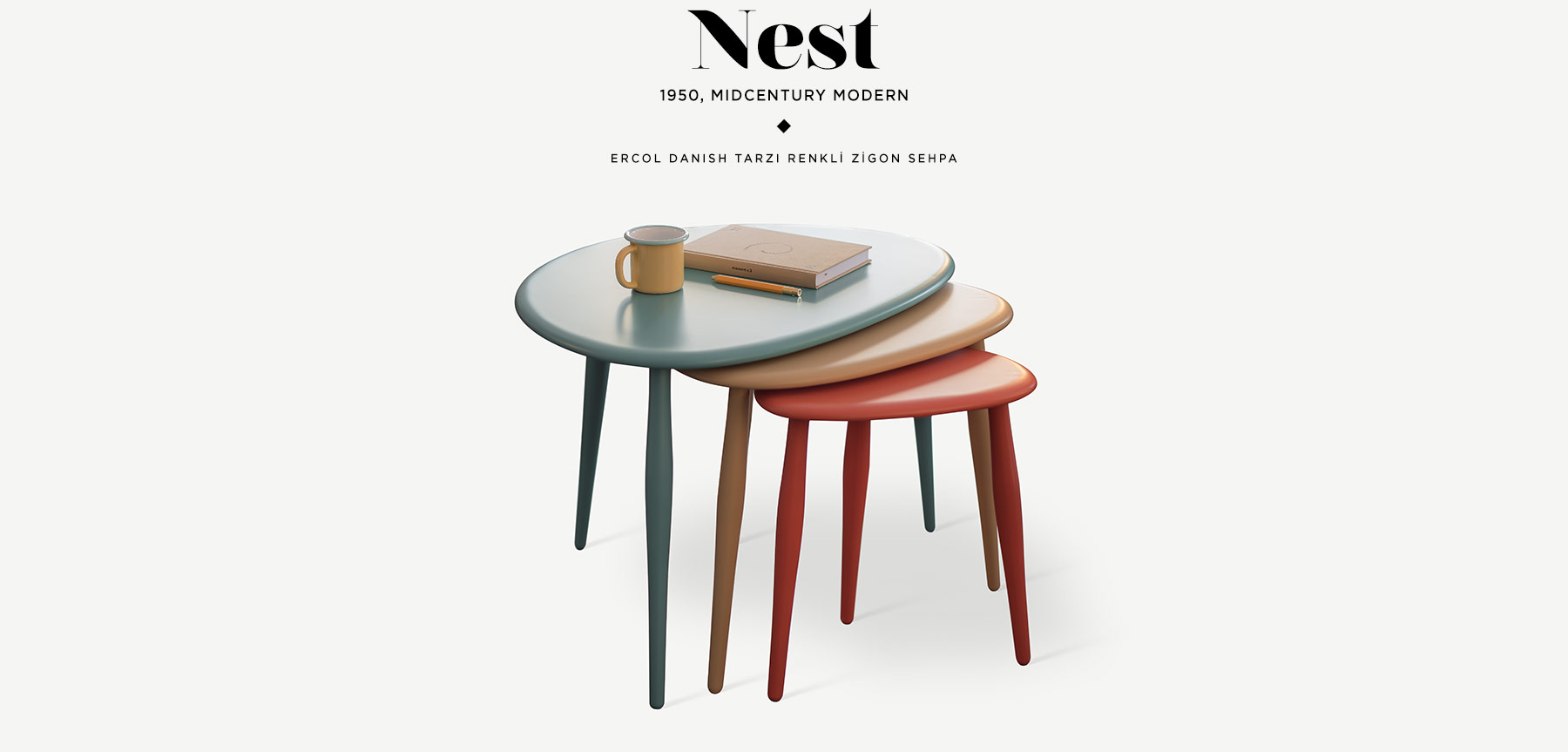 ercol "nest of table" zigon sehpa resmi