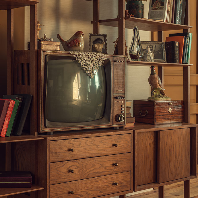 bloq midcentury 3'lü kitaplık resmi