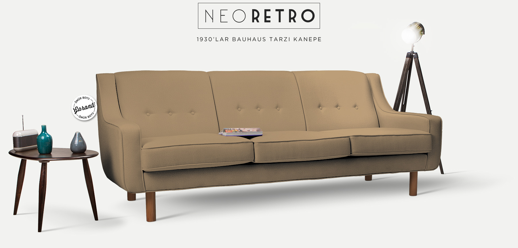 neoretro™ üçlü kum beji kanepe resmi