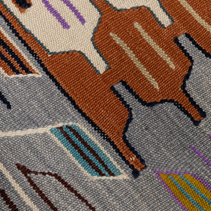 yapraklı el dokuması kilim 1,93 m2 resmi