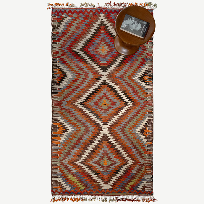 vintage uşak el dokuması kilim 2,40m2 resmi