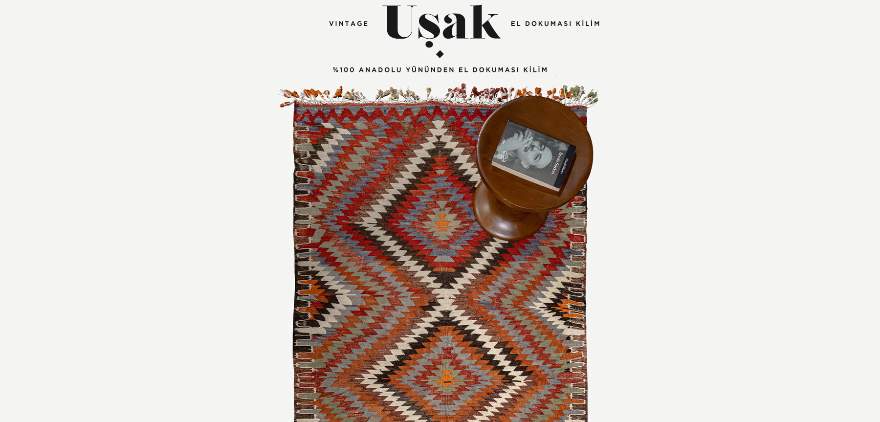 vintage uşak el dokuması kilim 2,40m2 resmi