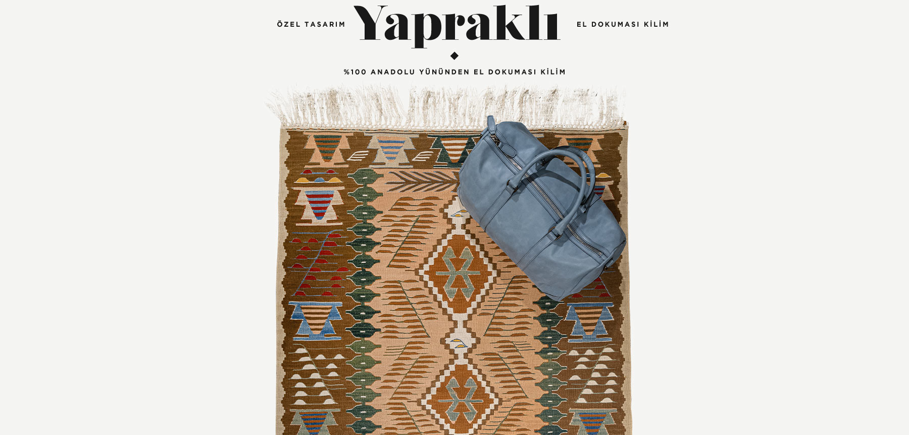 yapraklı el dokuması kilim 1,97 m2 resmi