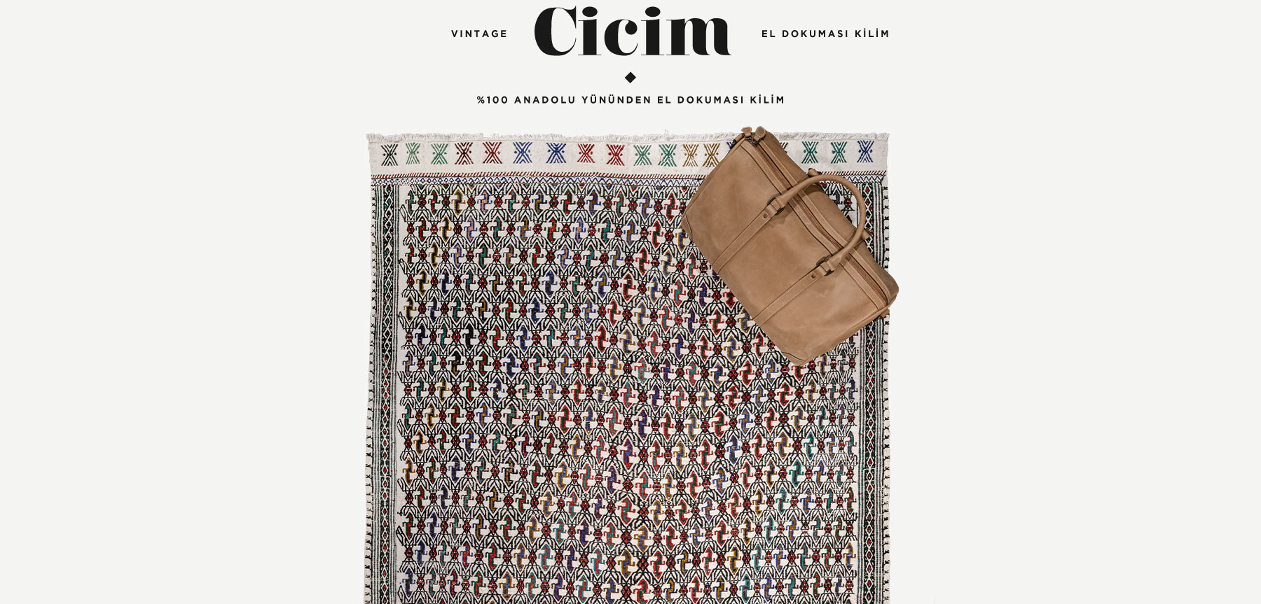 vintage konya cicim el dokuması kilim 2,57 m2 resmi