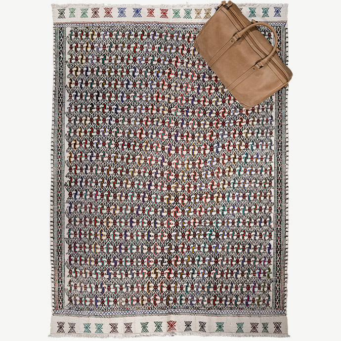 vintage konya cicim el dokuması kilim 2,57 m2 resmi