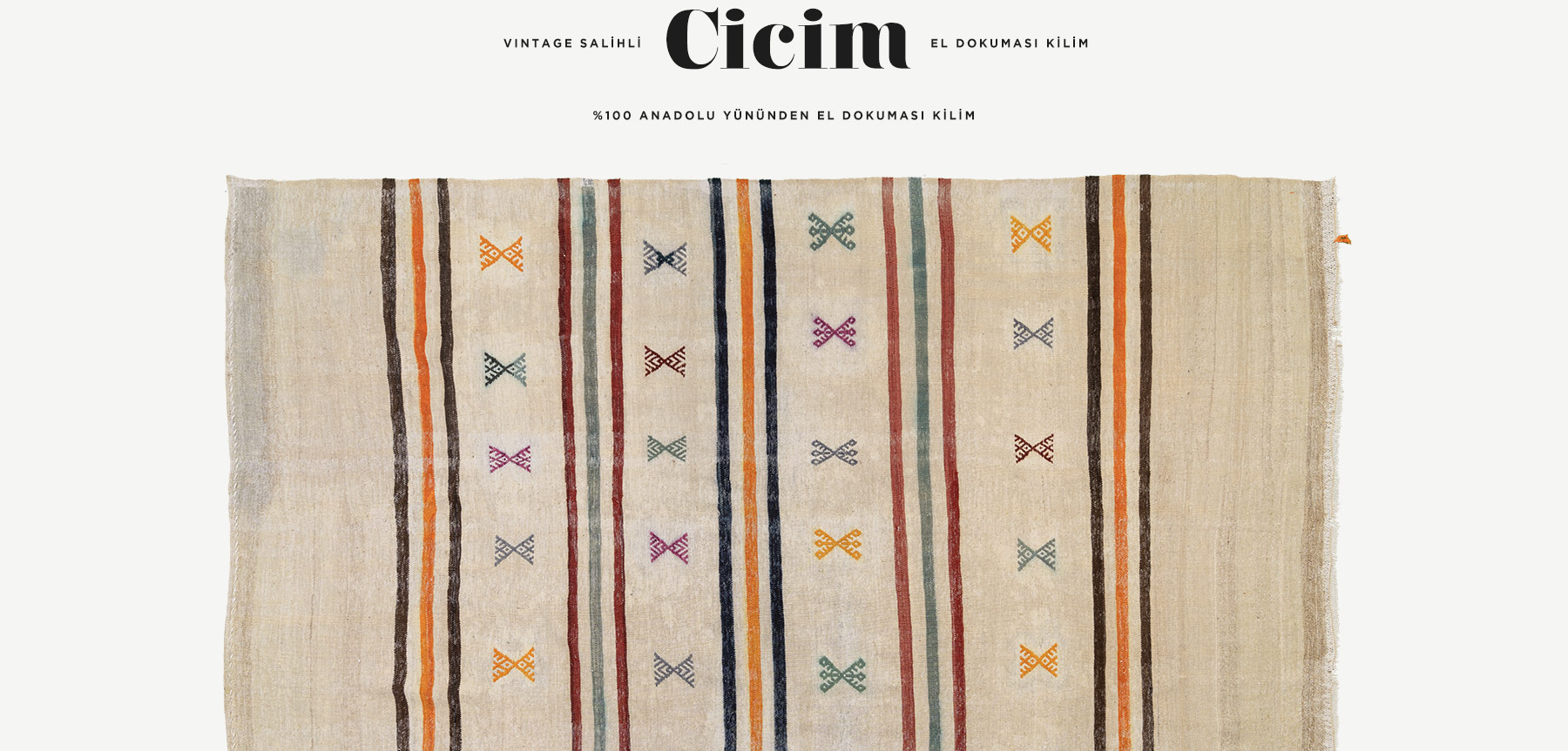vintage salihli cicim el dokuması kilim 3,06 m2 resmi