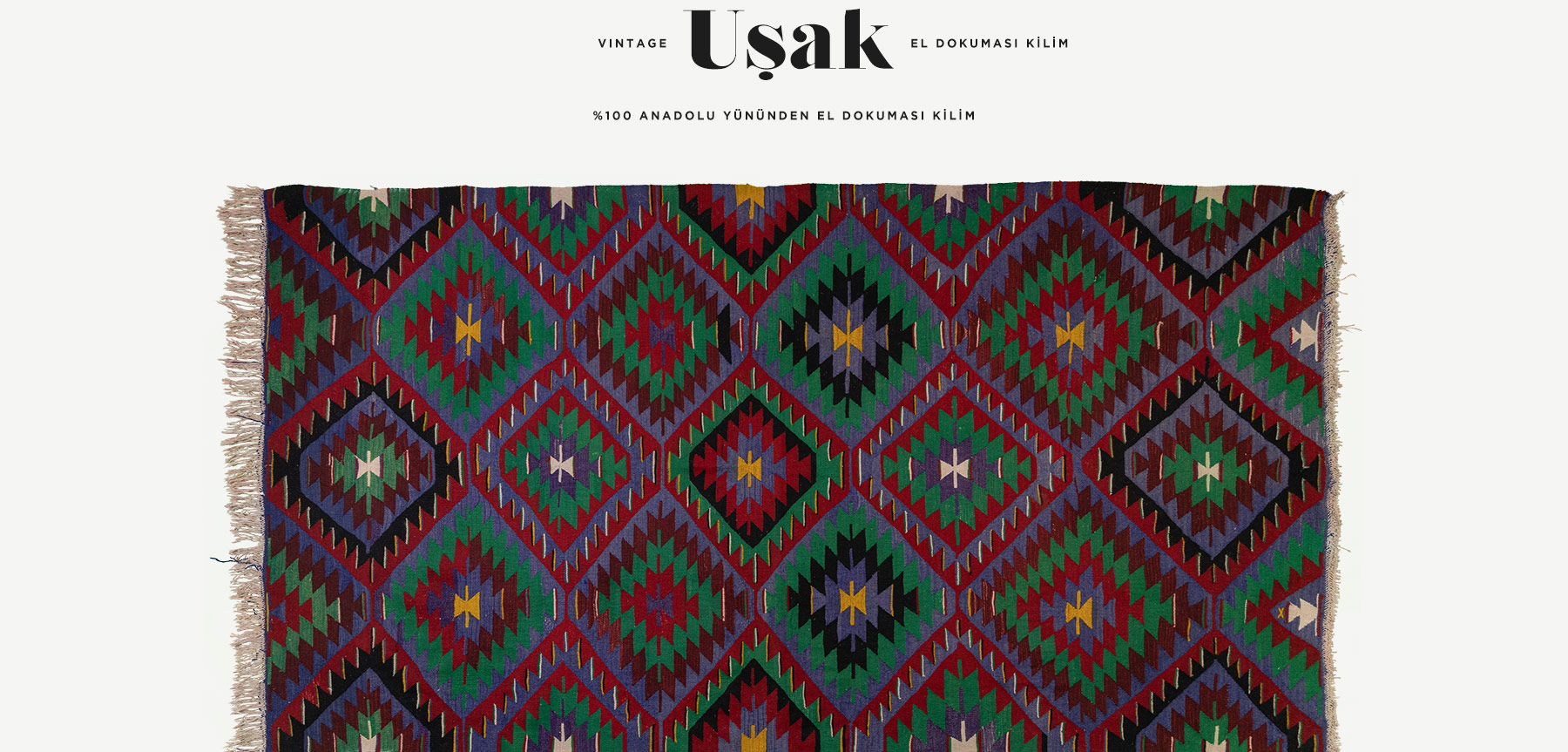 vintage uşak el dokuması kilim 6,53 m2 resmi