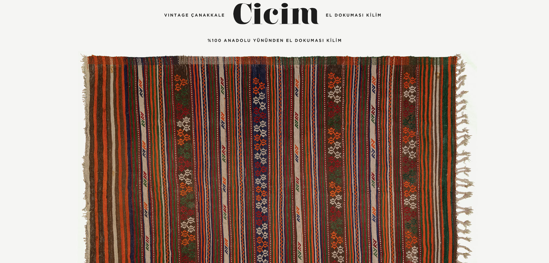vintage çanakkale cicim el dokuması kilim 4,66 m2 resmi
