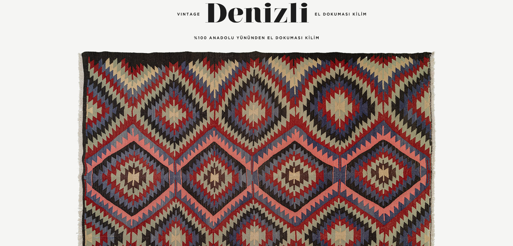 vintage denizli el dokuması kilim 5,18 m2 resmi