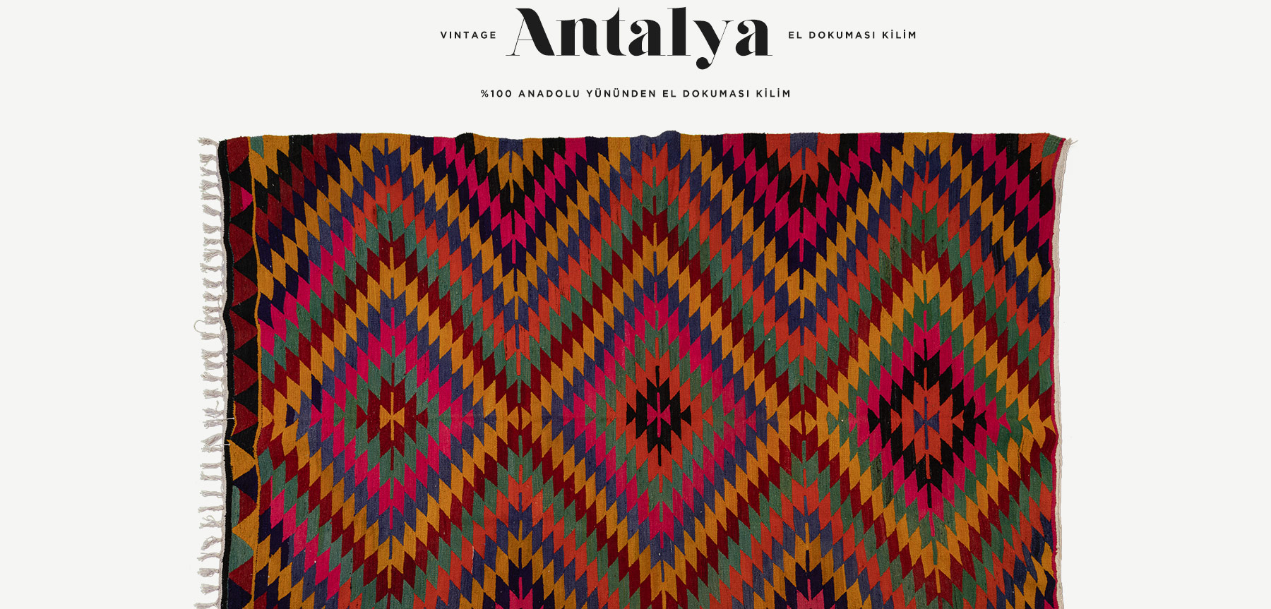 vintage antalya el dokuması kilim 5,44 m2 resmi