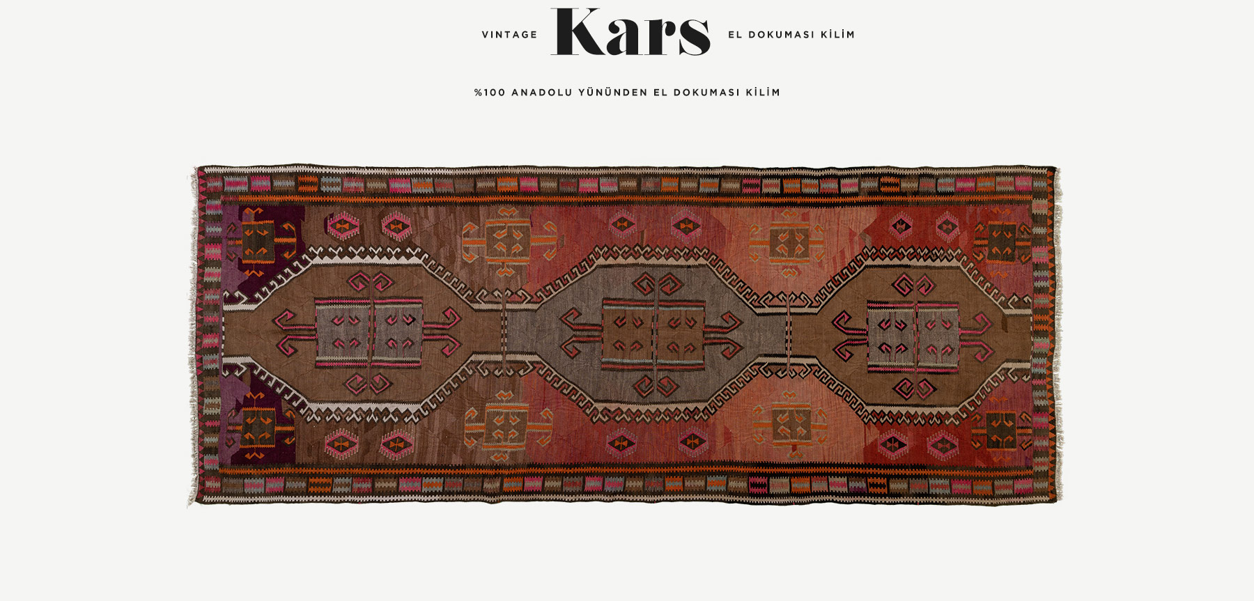vintage kars el dokuması kilim 6,22 m2 resmi