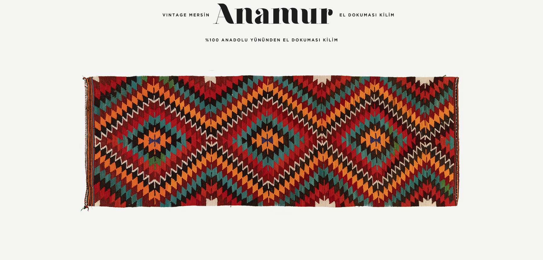 vintage mersin anamur el dokuması kilim 2,83 m2 resmi