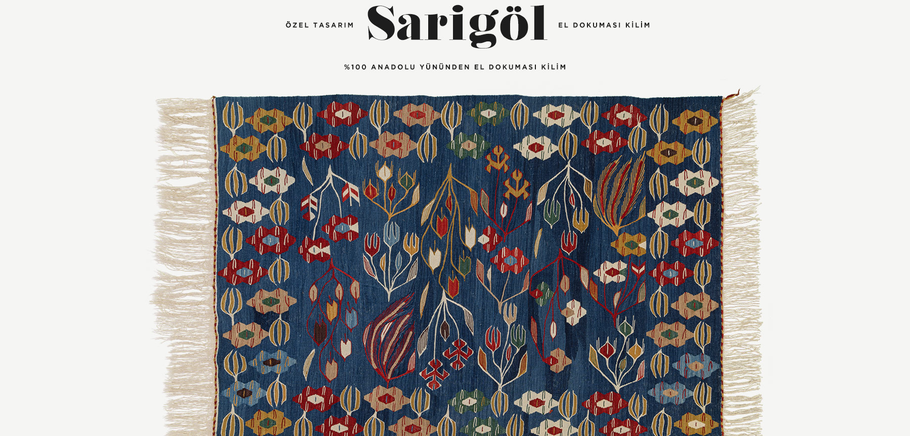 denizli sarıgöl buğdaylı el dokuması kilim 2,49 m2 resmi