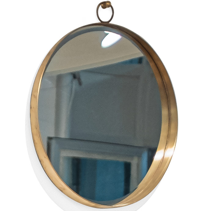 kenarlı 70 cm midcentury daire ayna resmi