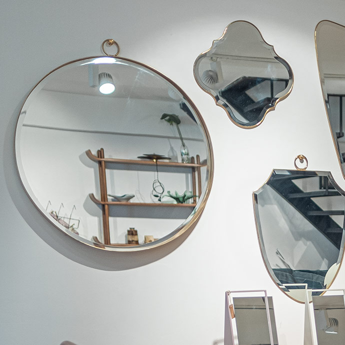 kenarlı 70 cm midcentury daire ayna resmi