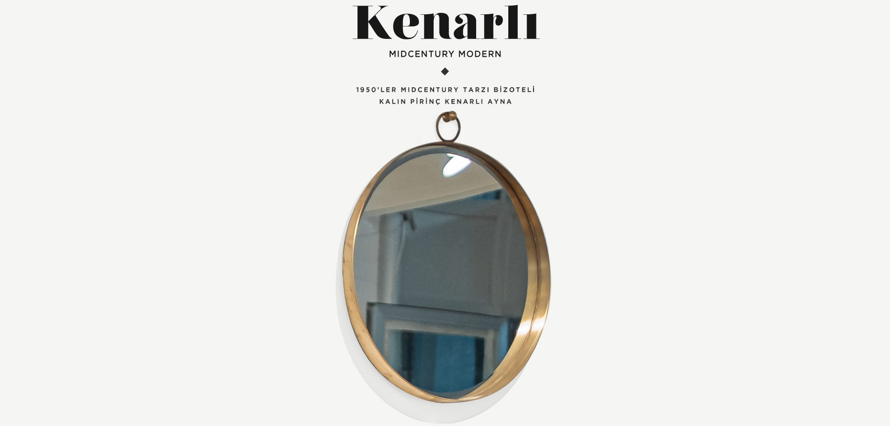 kenarlı 35 cm midcentury daire ayna resmi