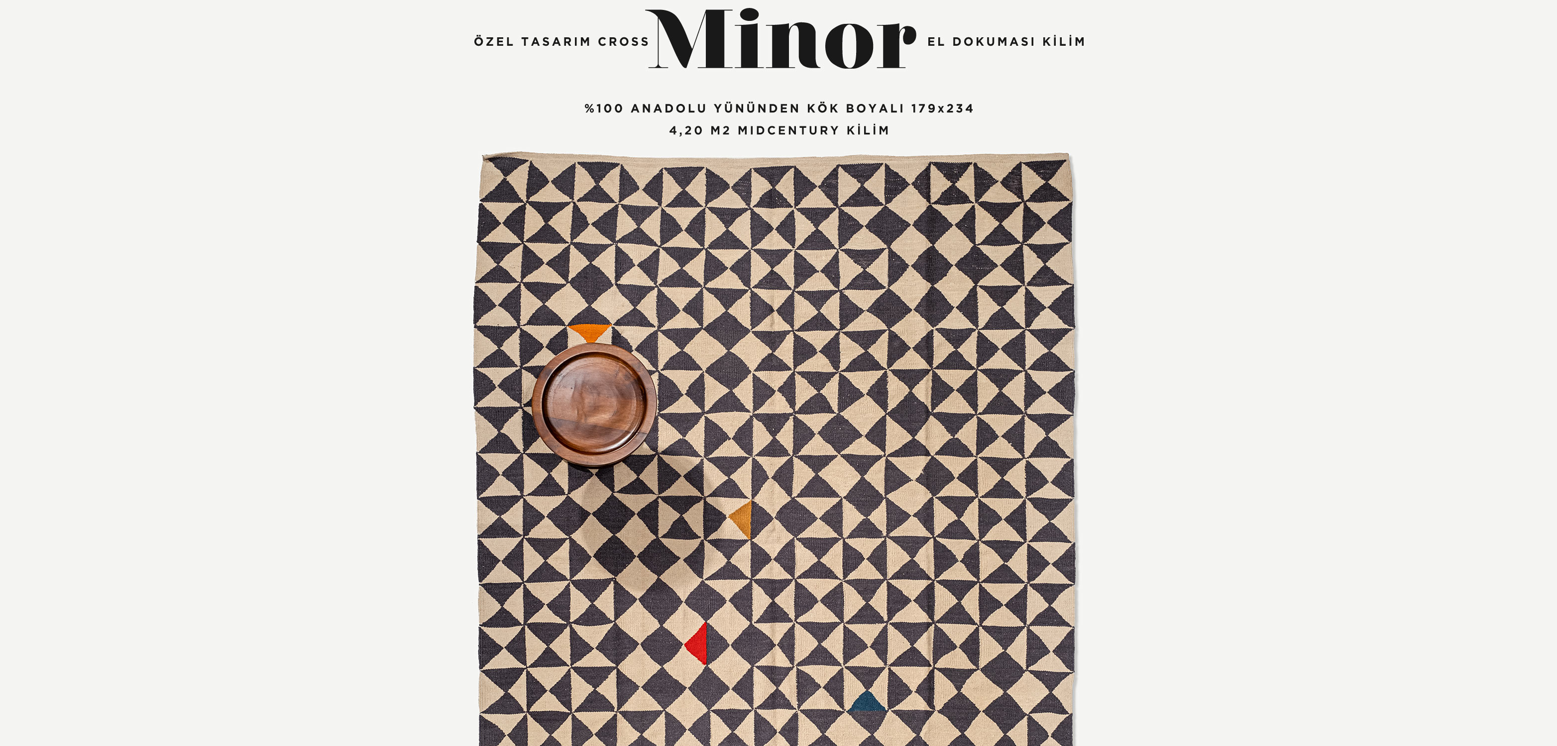 cross minor el dokuması kilim 179x234, 4,20 m2 resmi