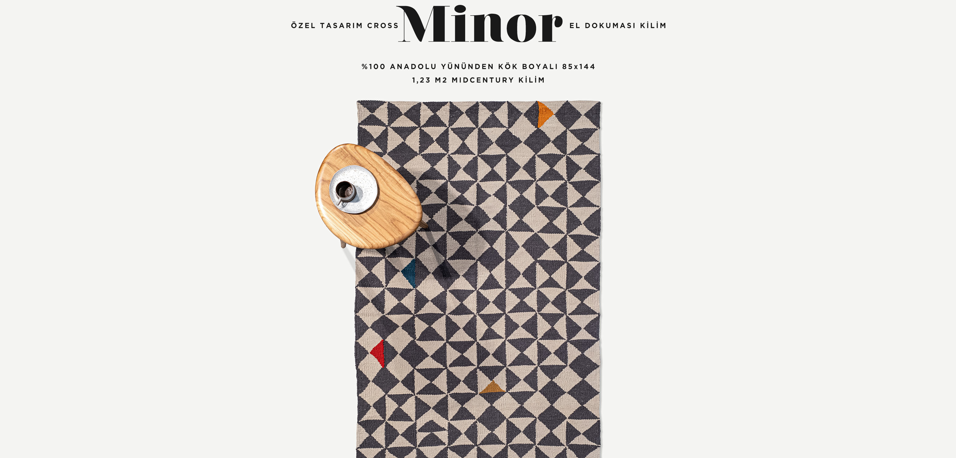 cross minor el dokuması kilim 85x144, 1,23 m2 resmi