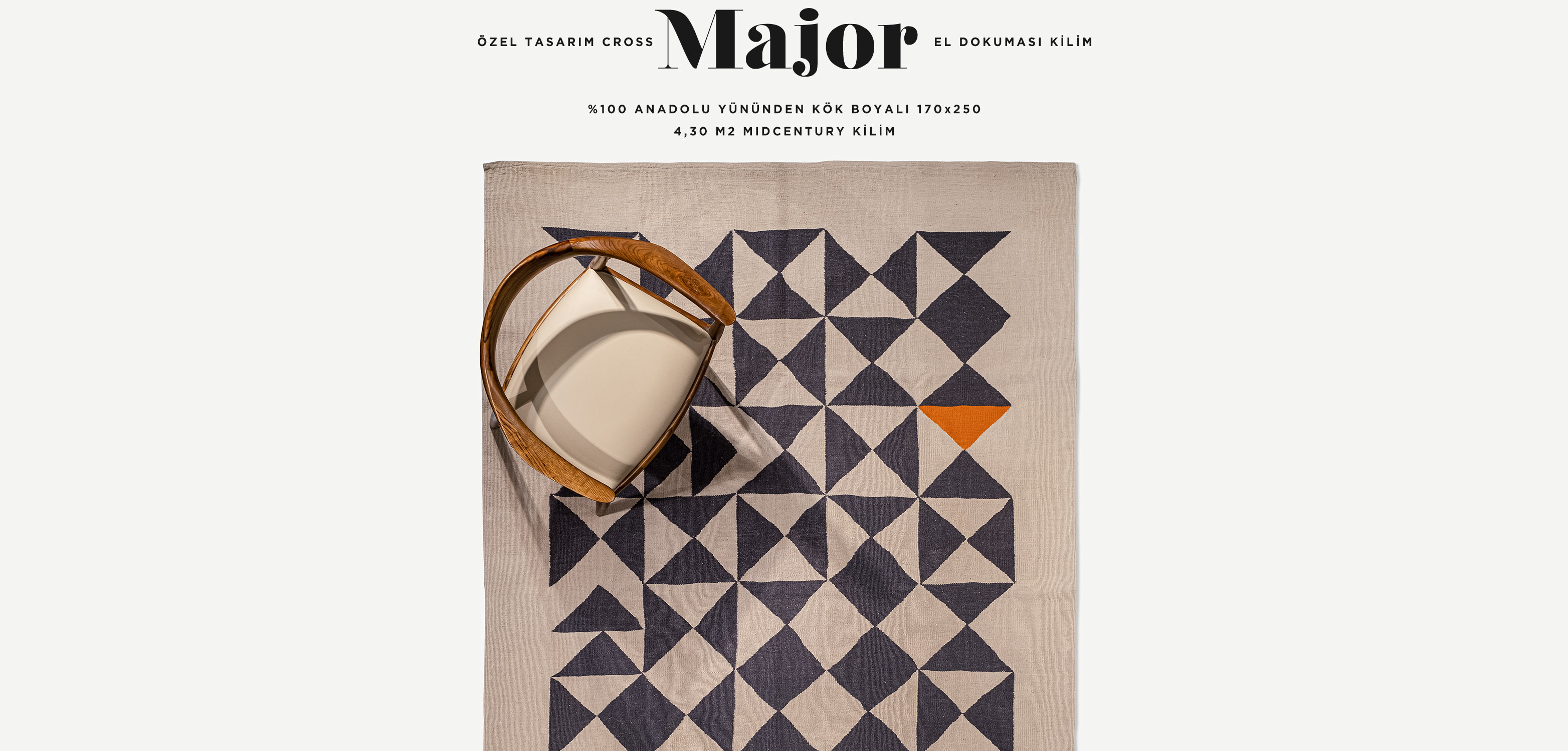 cross major el dokuması kilim 172x250, 4,30 m2 resmi