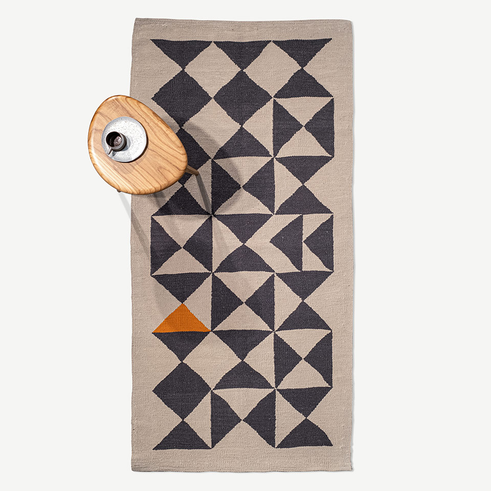 cross major el dokuması kilim 81x166, 1,35 m2 resmi
