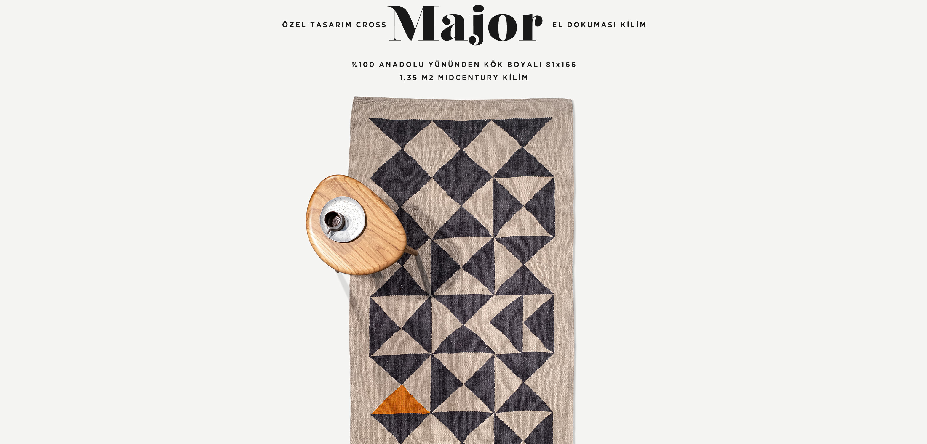 cross major el dokuması kilim 81x166, 1,35 m2 resmi