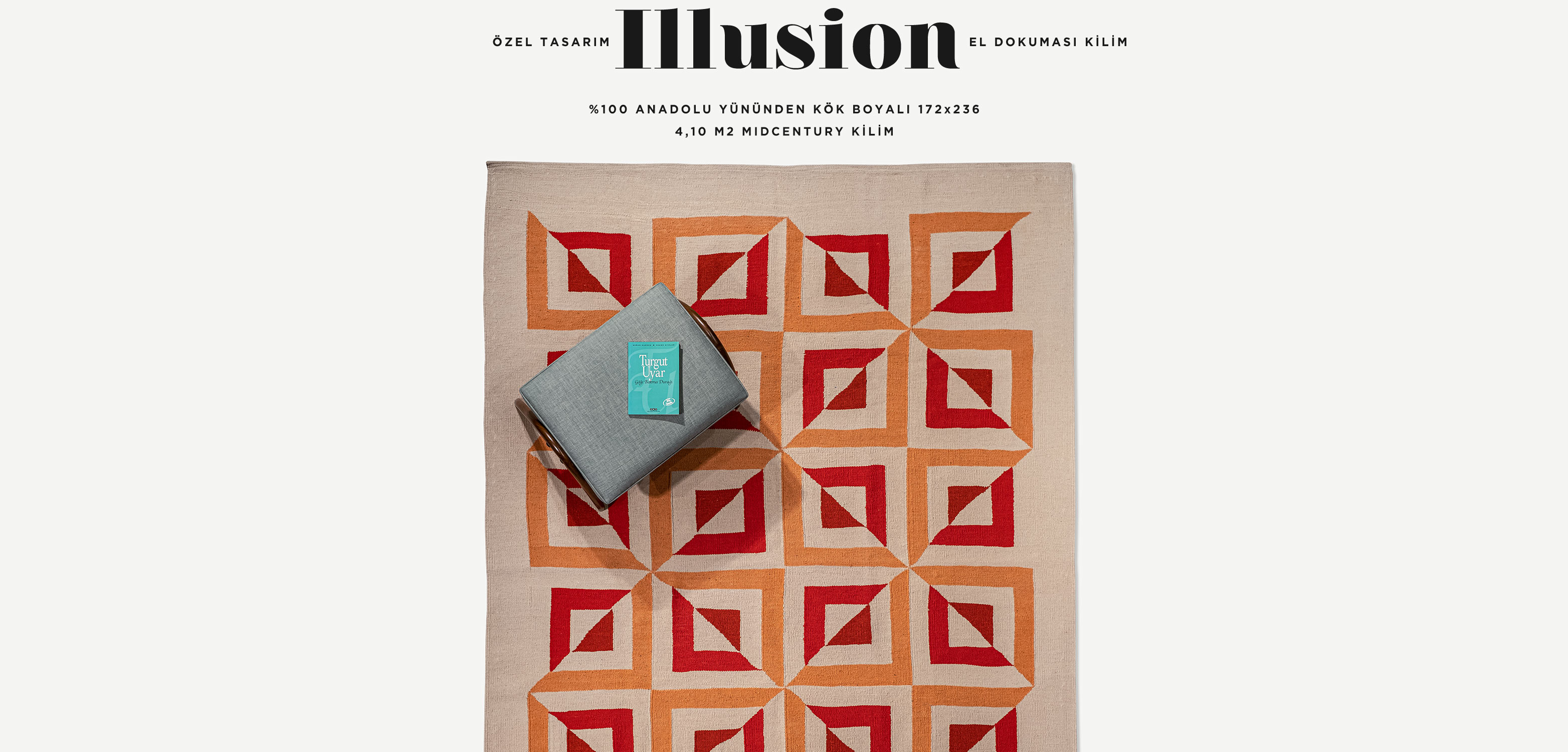 illusion el dokuması kilim 172x236, 4,10 m2 resmi