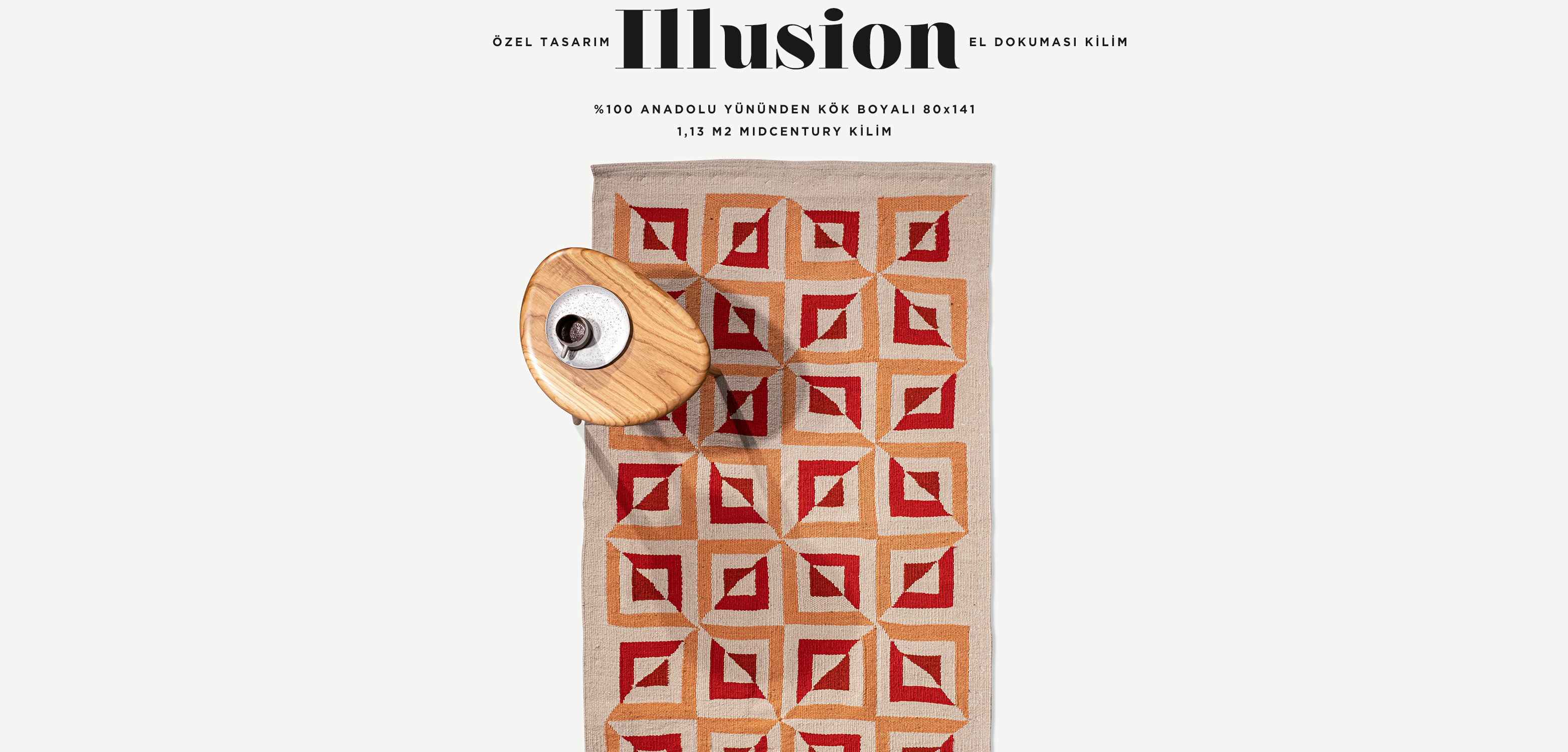 illusion el dokuması kilim 80x141, 1,13 m2 resmi