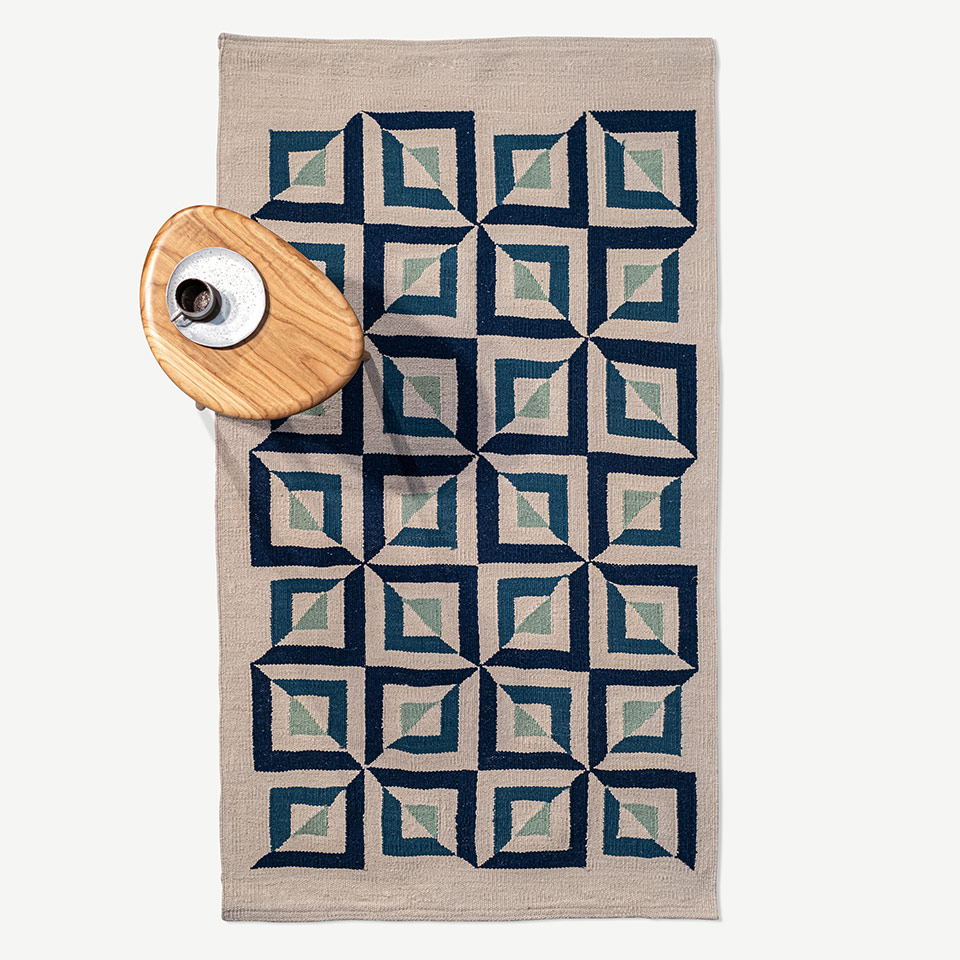 illusion el dokuması kilim 84x149, 1,25 m2 resmi