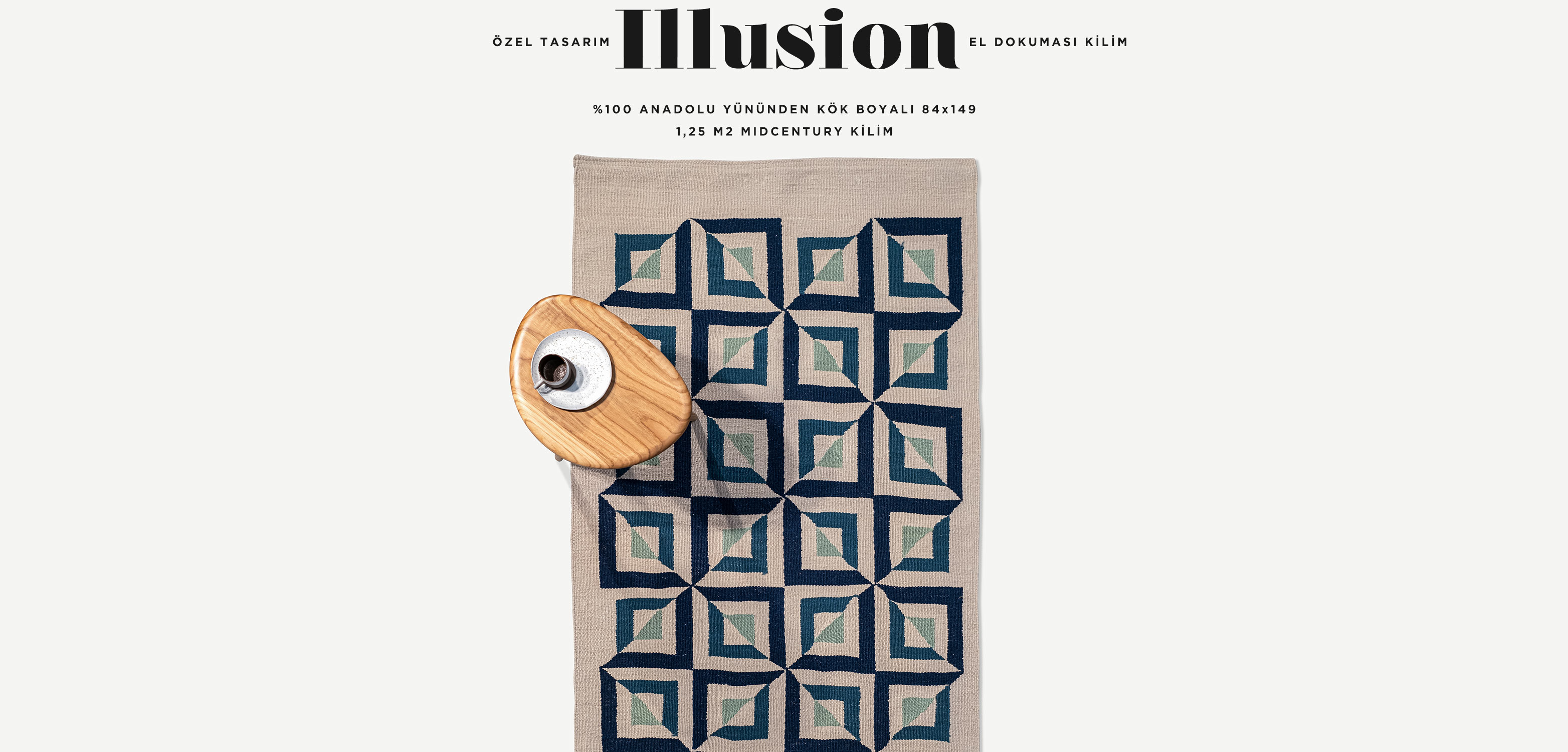 illusion el dokuması kilim 84x149, 1,25 m2 resmi