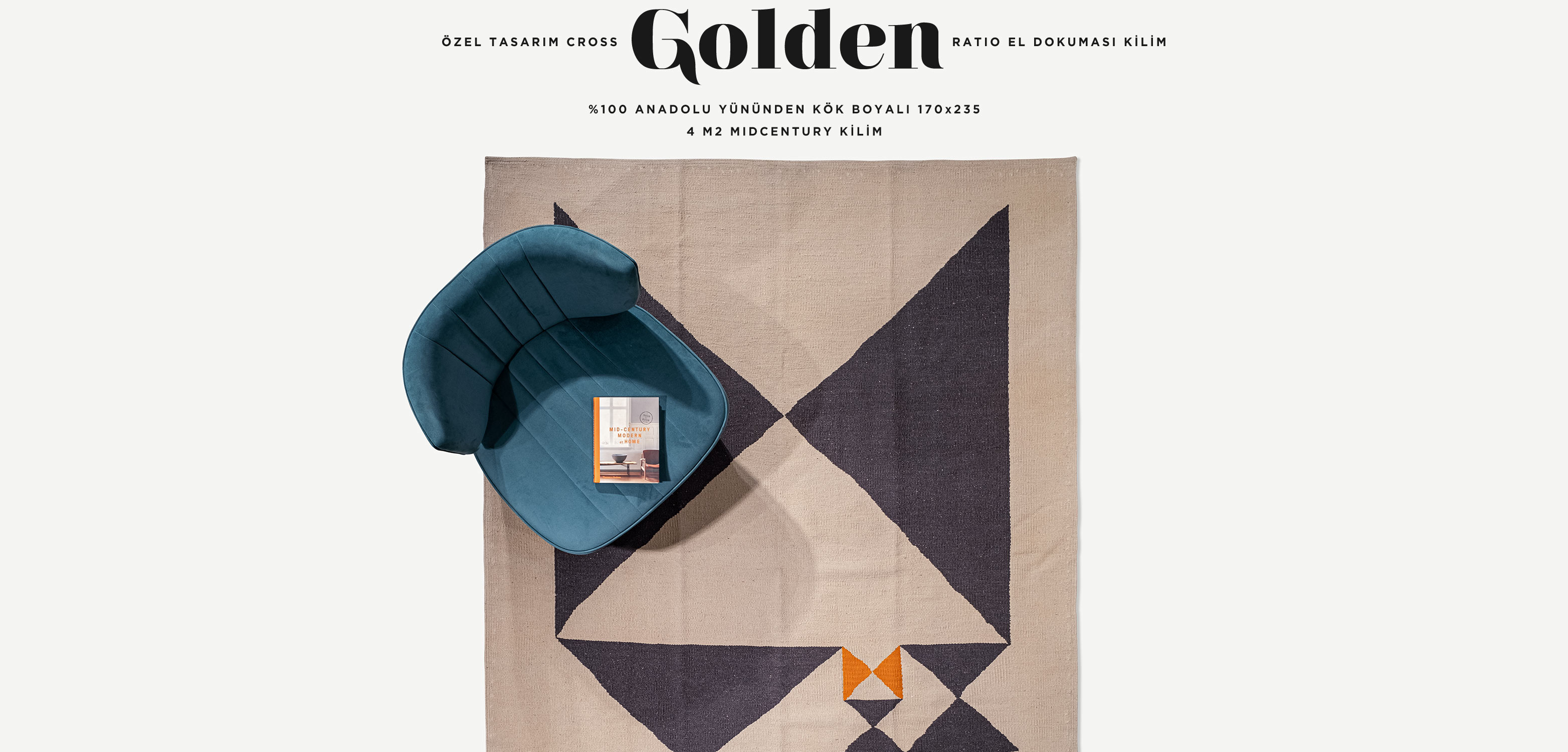 cross golden ratio el dokuması kilim 170x235, 4 m2 resmi