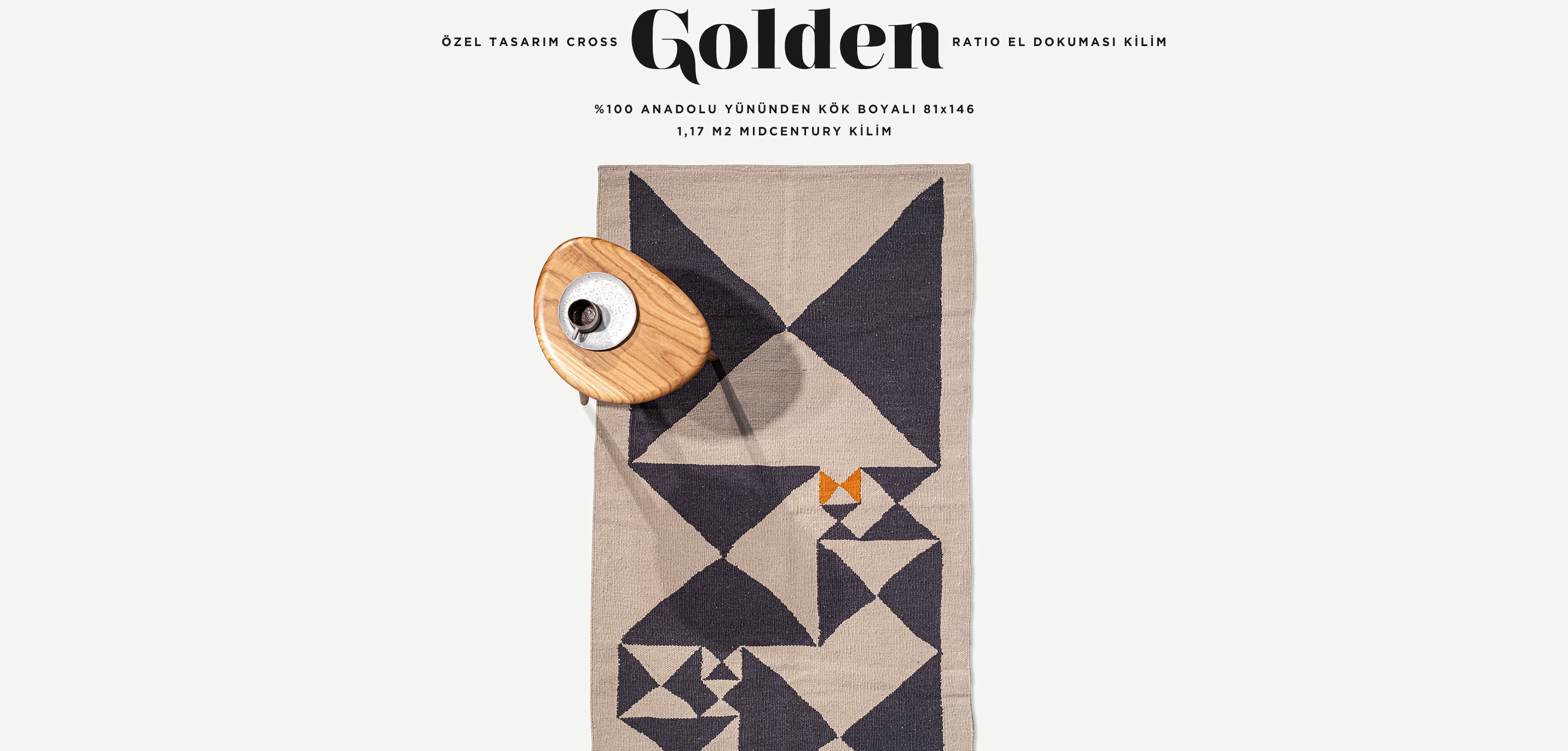 cross golden ratio el dokuması kilim 81x146, 1,17 m2 resmi