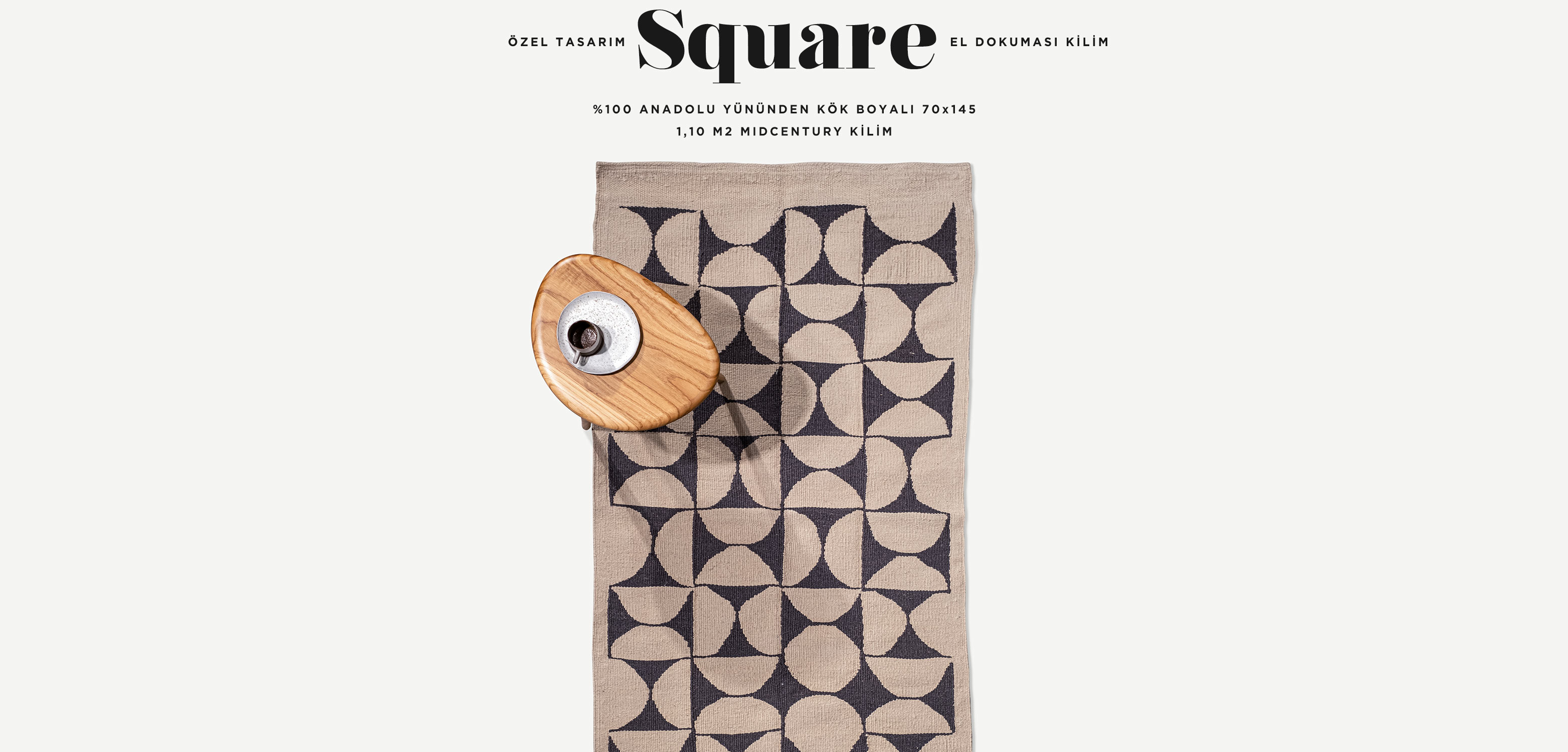square el dokuması kilim 70x145, 1,10 m2 resmi
