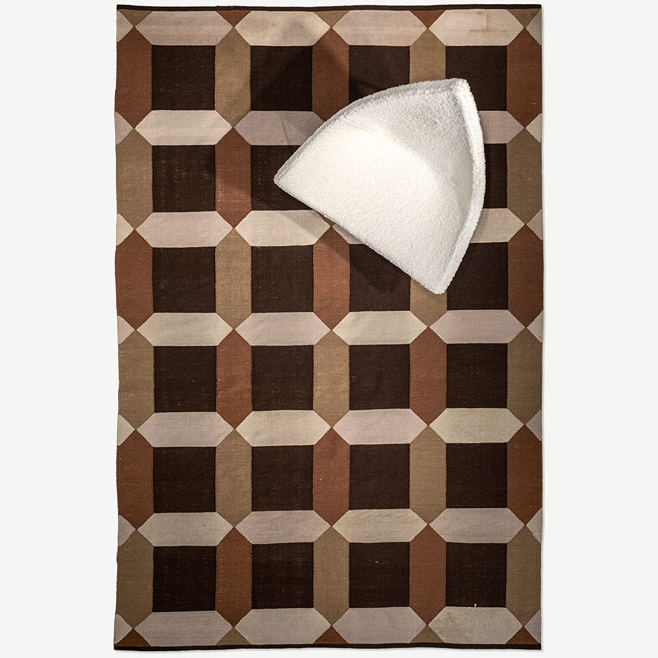 vintage kareli el dokuması kilim 200x300, 6 m2 resmi