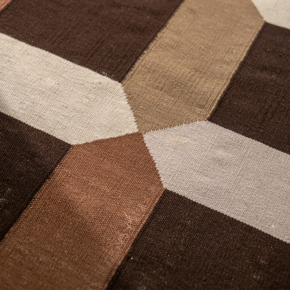 vintage kareli el dokuması kilim 200x300, 6 m2 resmi