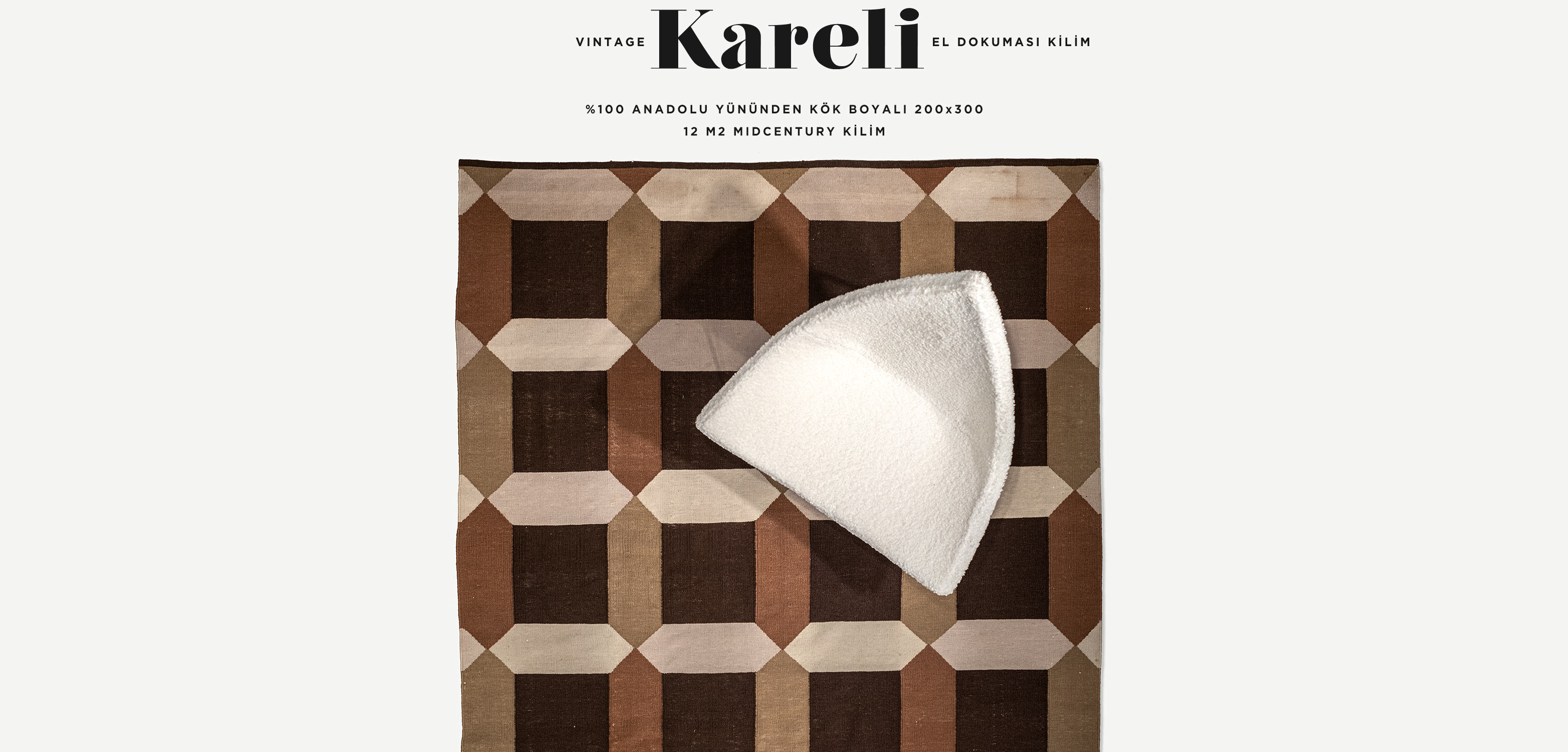 vintage kareli el dokuması kilim 200x300, 6 m2 resmi