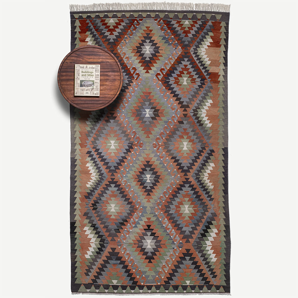 vintage kaş barak el dokuması kilim 5,91 m2 resmi