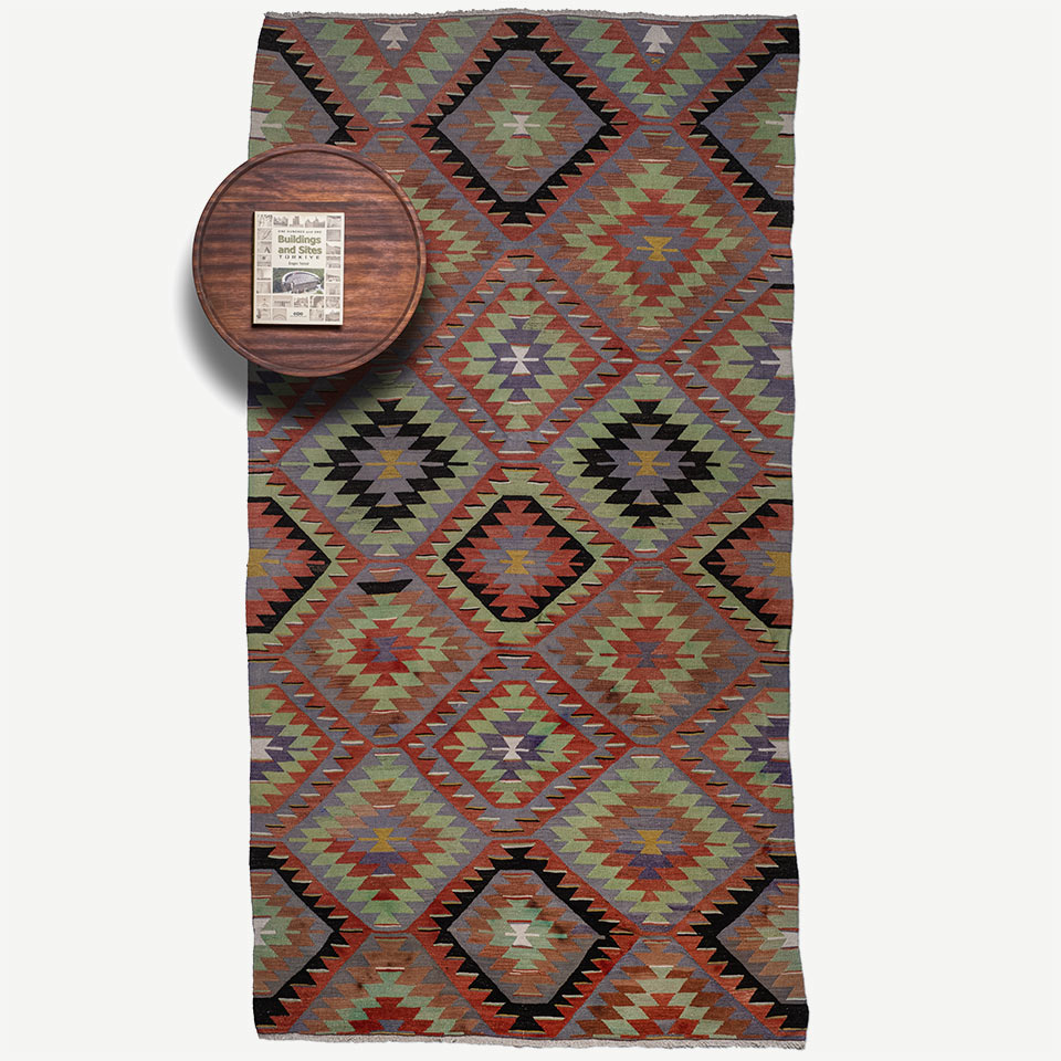 vintage uşak el dokuması kilim 6,26 m2 resmi