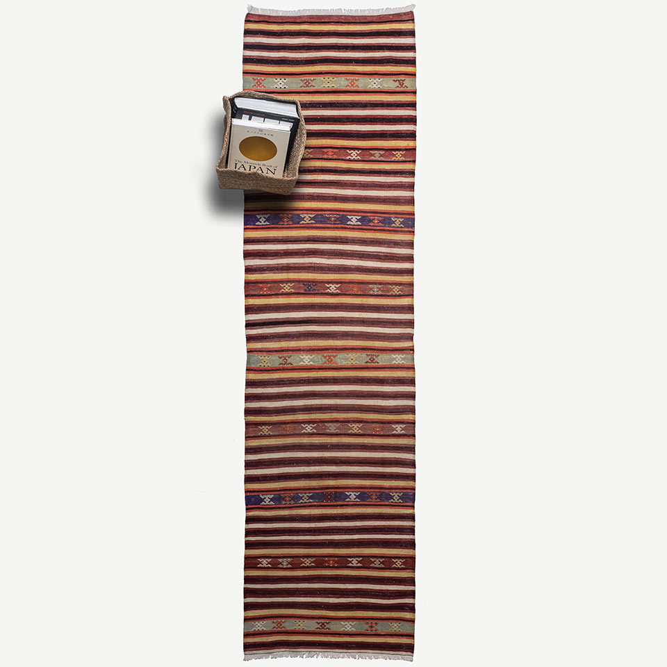 vintage manisa selendi el dokuması yolluk kilim 1,92 m2 resmi