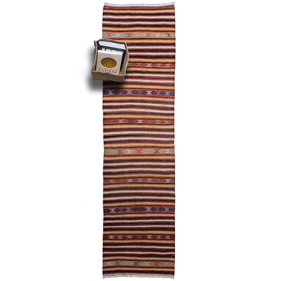 vintage manisa selendi el dokuması yolluk kilim 1,92 m2
