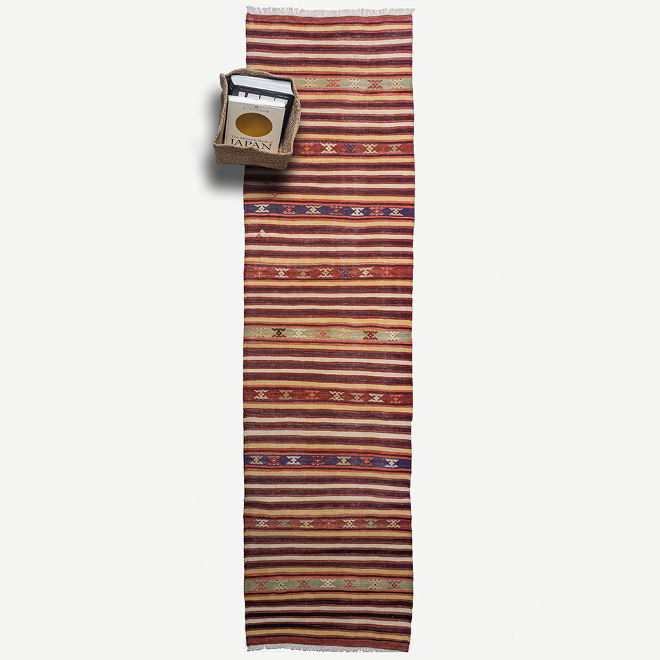 vintage manisa selendi el dokuması yolluk kilim 1,99 m2 resmi