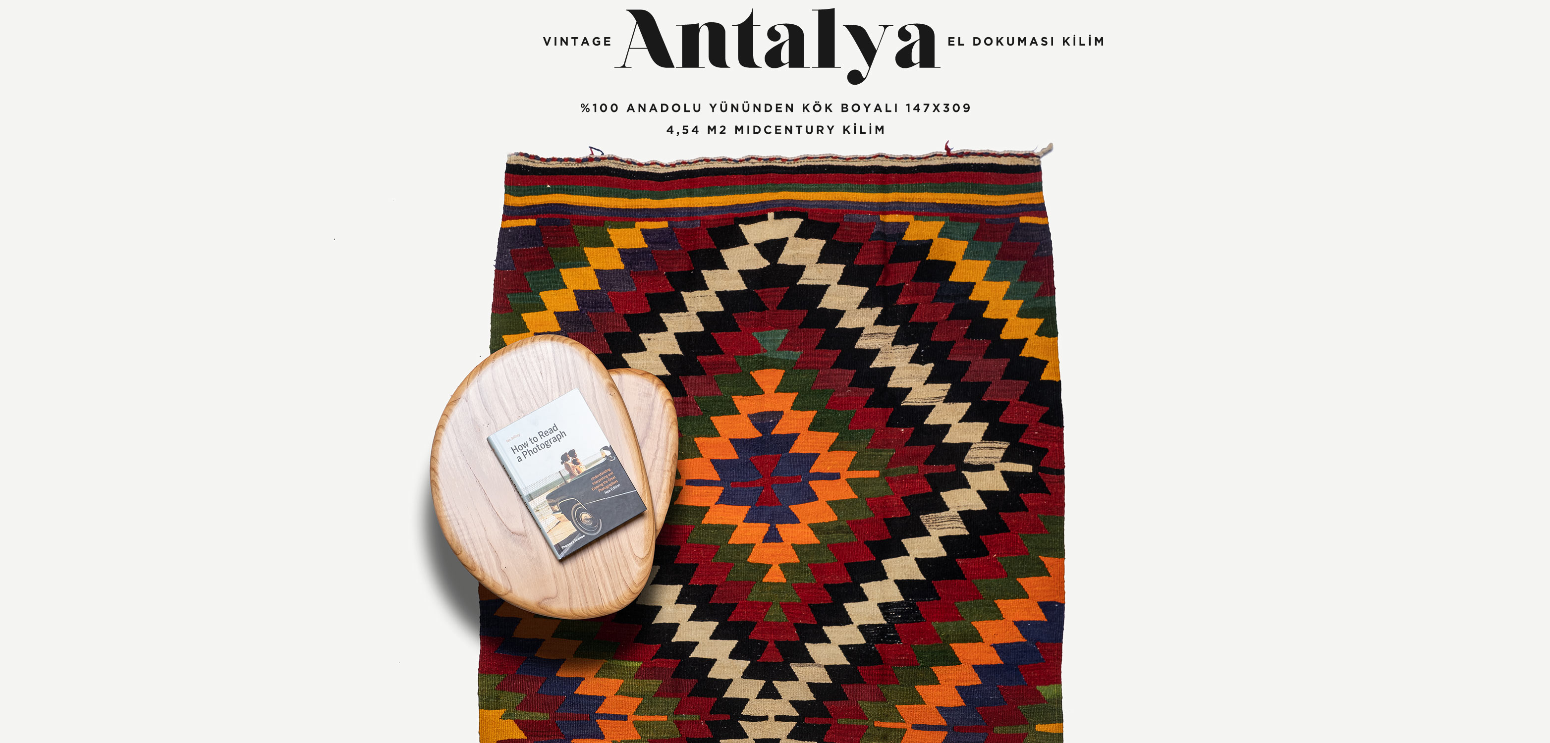vintage antalya el dokuması kilim 4,54 m2 resmi