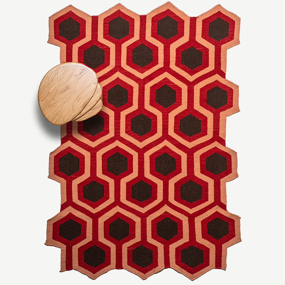 honeycomb el dokuması kilim 160x230, 3,70 m2 resmi