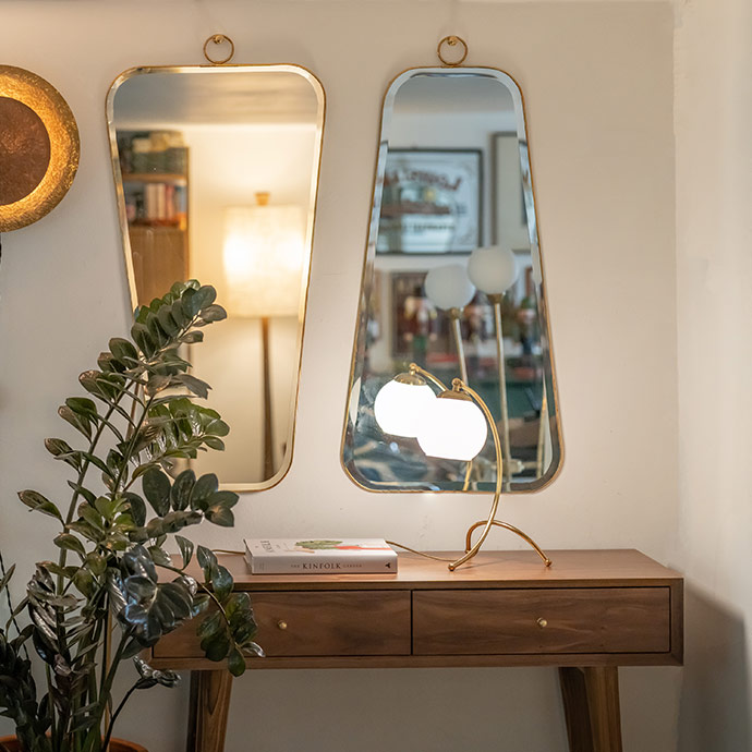 açılı büyük midcentury ayna