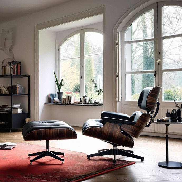 eames lounge chaır & ottoman walnut edıtıon resmi